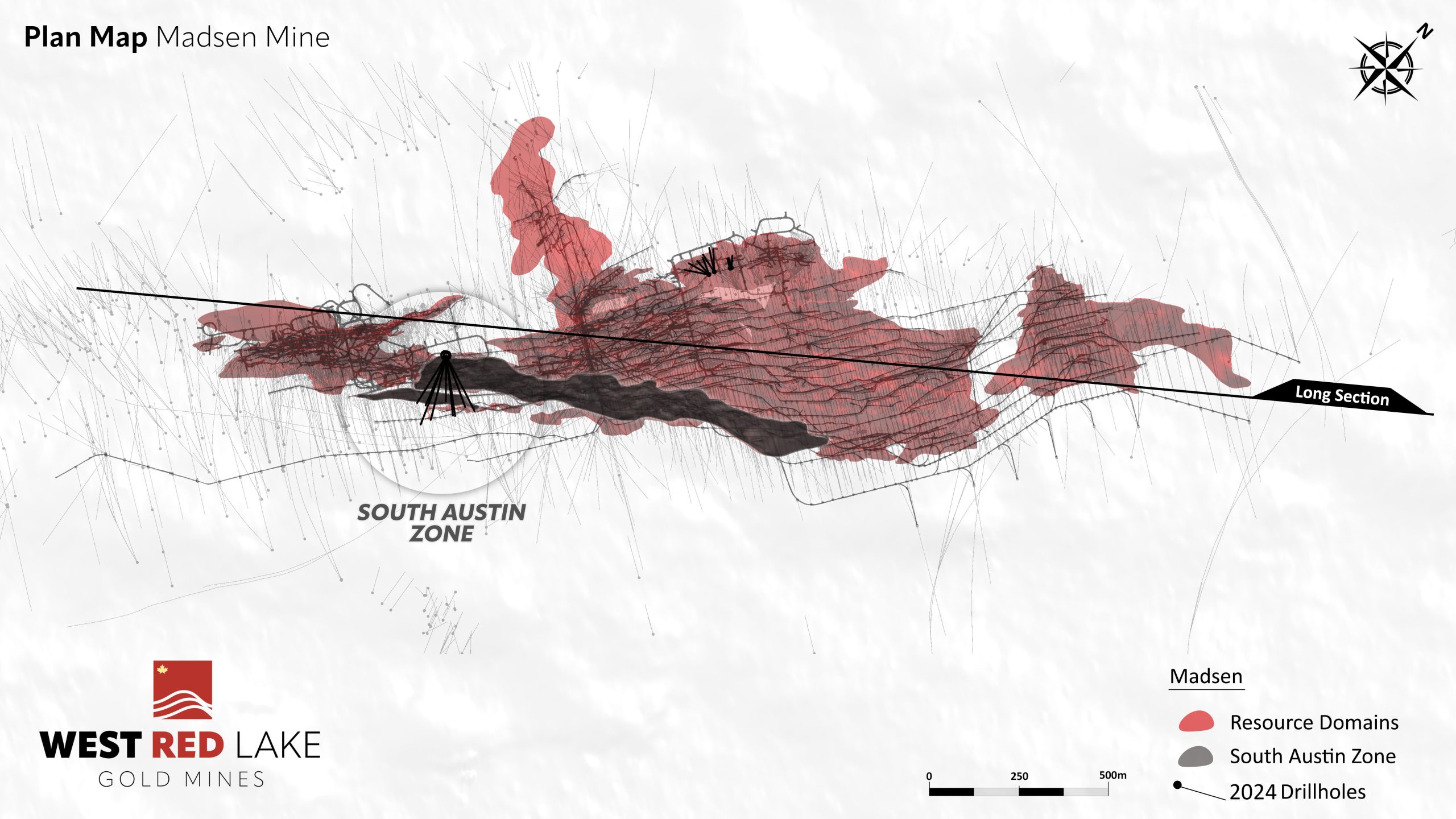 figure 1 wrlg madsen southaustin plan scaled West Red Lake Gold Intersects 68.36 g/t Au over 1.1m and 13.83 g/t Au over 3.95m at South Austin Zone – Madsen Mine