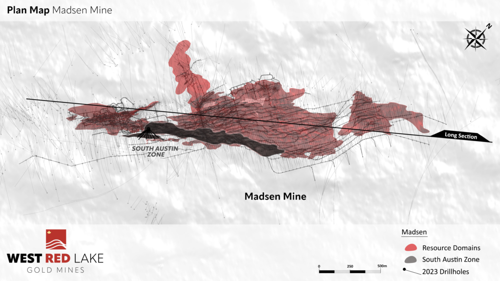 image 8 1024x576 1 West Red Lake Gold Intersects 25.12 g/t Au over 5.5m, 39.46 g/t Au over 2m and 18.60 g/t Au over 4m at South Austin Zone – Madsen Mine