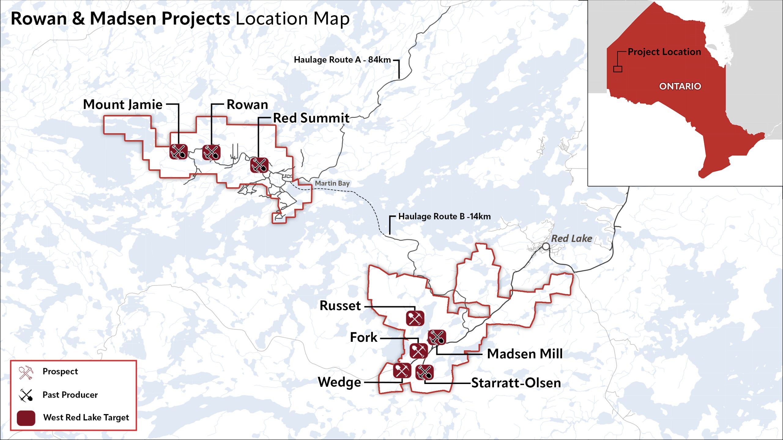 wrlg rowan and madsen projects location map scaled West Red Lake Gold Intersects 68.36 g/t Au over 1.1m and 13.83 g/t Au over 3.95m at South Austin Zone – Madsen Mine