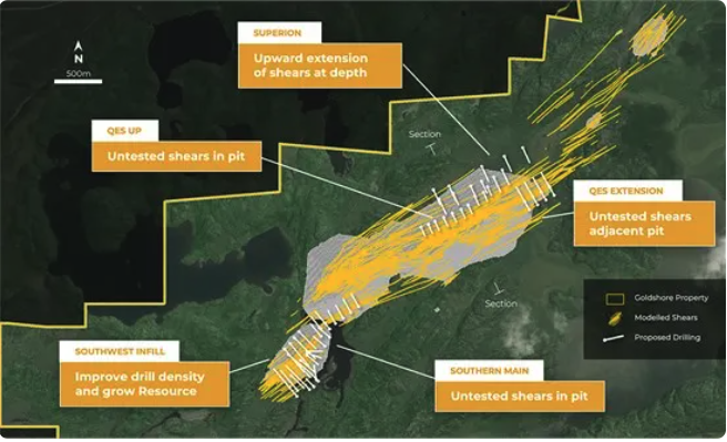 figure 1 1 Goldshore Delineates Moss Deposit Resource Expansion Targets