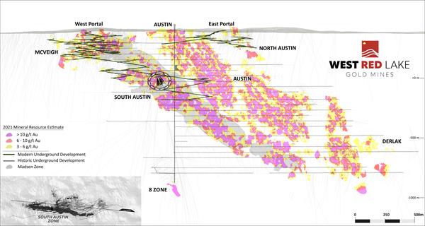 wrlg 2025 02 26 fig 1 West Red Lake Gold Intersects 114.26 g/t Au over 10.6m, 77.90 g/t Au over 3m and 24.48 g/t Au over 8.5m at South Austin – Madsen Mine