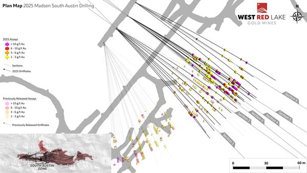 wrlg 2025 02 26 fig 2 West Red Lake Gold Intersects 114.26 g/t Au over 10.6m, 77.90 g/t Au over 3m and 24.48 g/t Au over 8.5m at South Austin – Madsen Mine