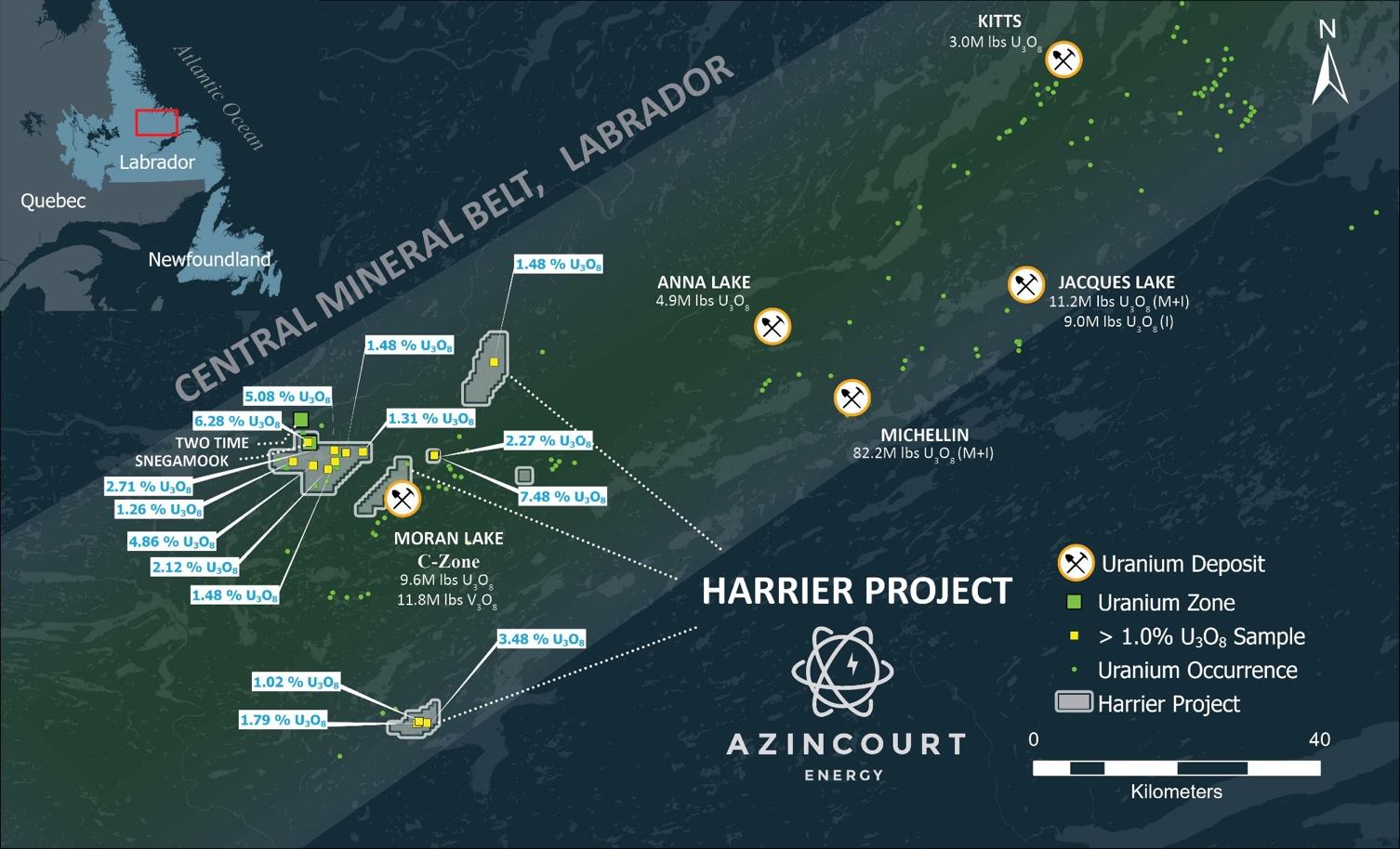 image3 Azincourt Energy Completes Harrier Prospecting Program and Commences Drilling At Snegamook Uranium Deposit